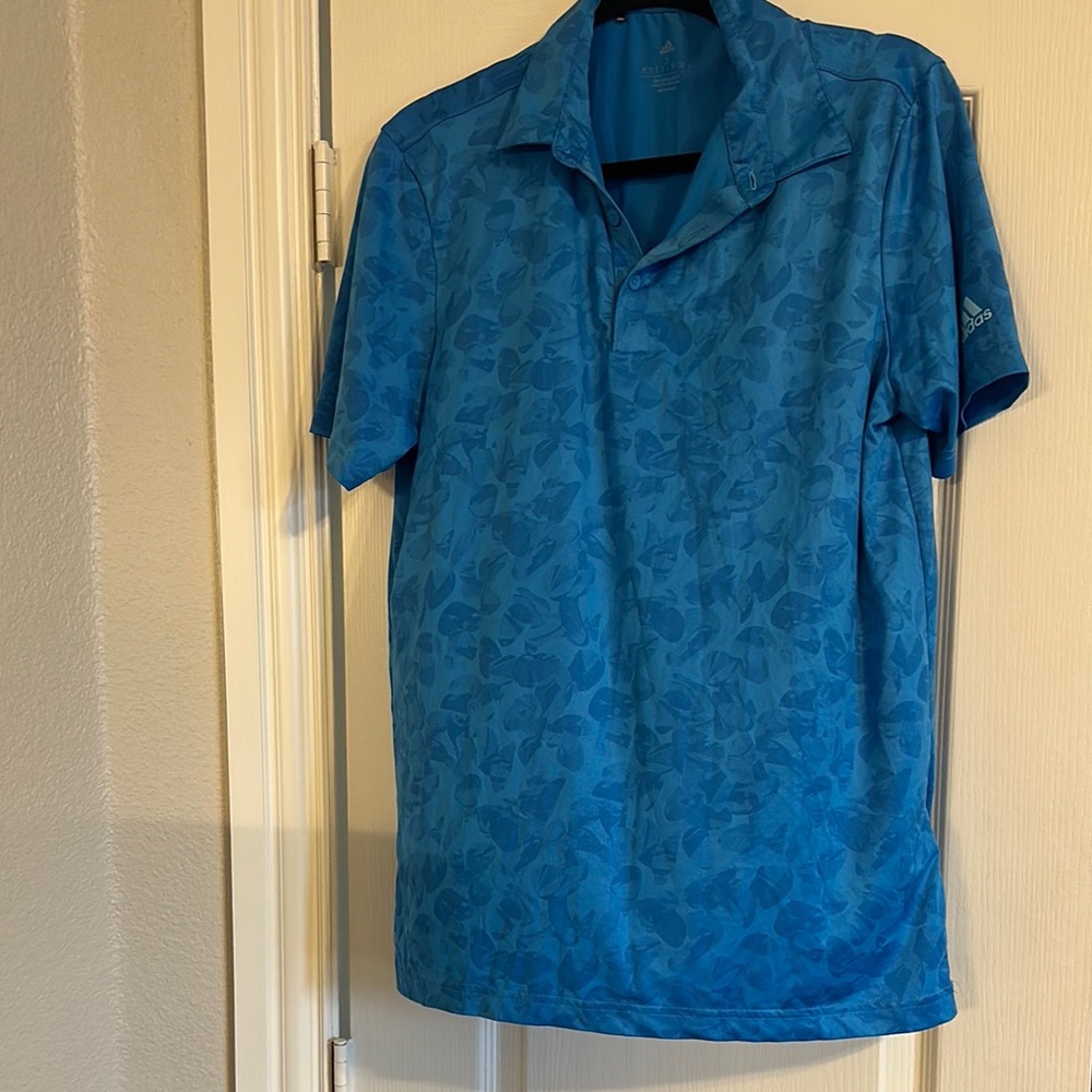 Adidas Blue Polo Shirt Moisture-Wicking Athletic Wear